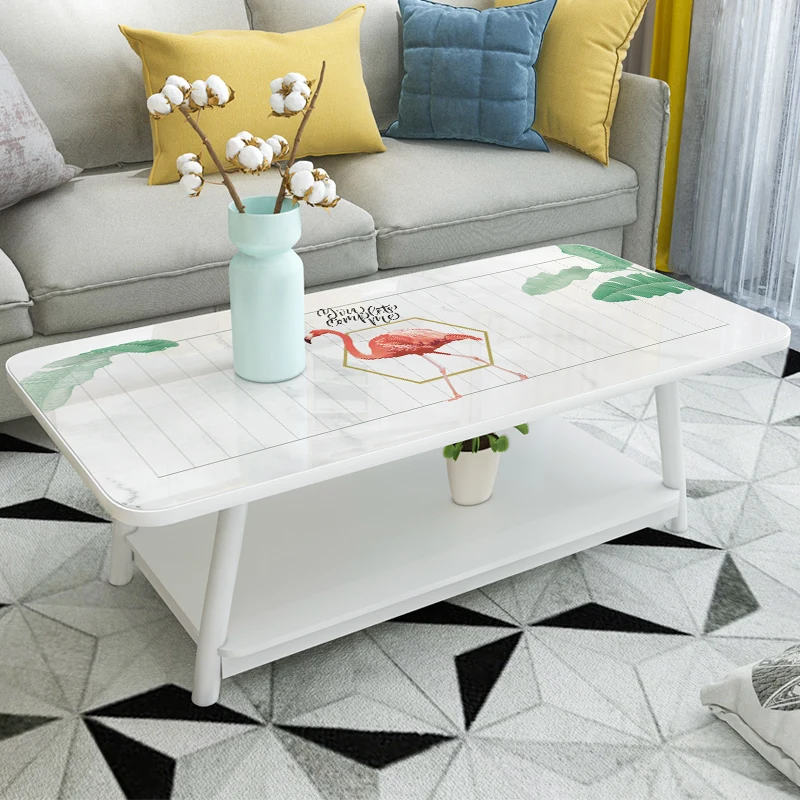  PVC Printed Soft Glass Tablecloth Waterproof Oilproof Plastic Transparent Modern Dining Table Cover