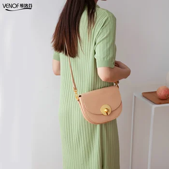 

VENOF Crossbody Bags for women 2019 Fashion Split Leather Saddle Bags Female Casual Shoulder Bag Solid Messenger Bags For Ladies