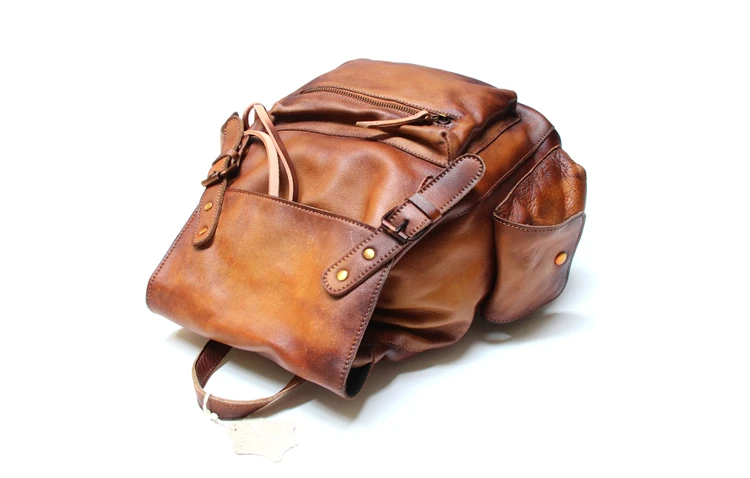 Ручной работы мягкий из натуральной мужской кожаный рюкзак сумка на плечо первый слой кожаный мужской рюкзак для путешествий повседневные Ретро Рюкзаки для ноутбука