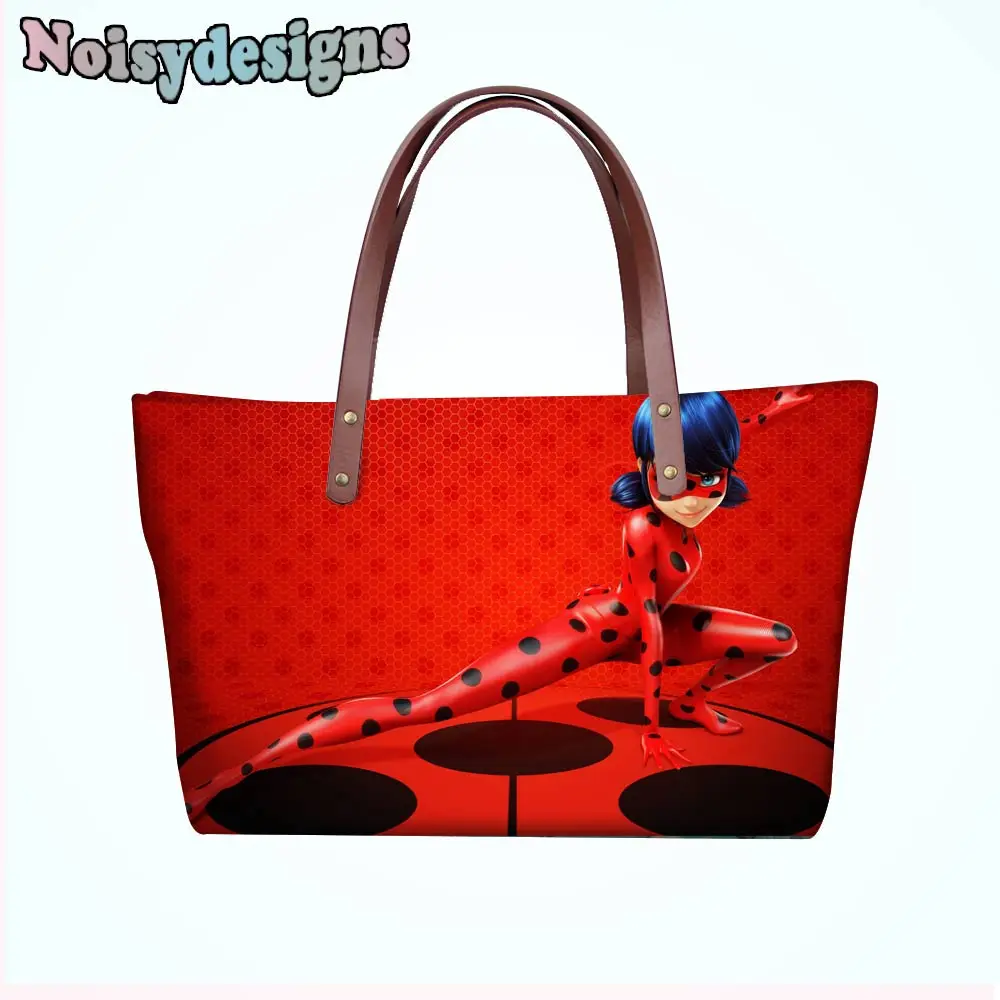 

Ladies Handbags Miraculous Ladybug Print Women's Luxury Handbag Fashion Top-handle Bag for Female Beach Bag