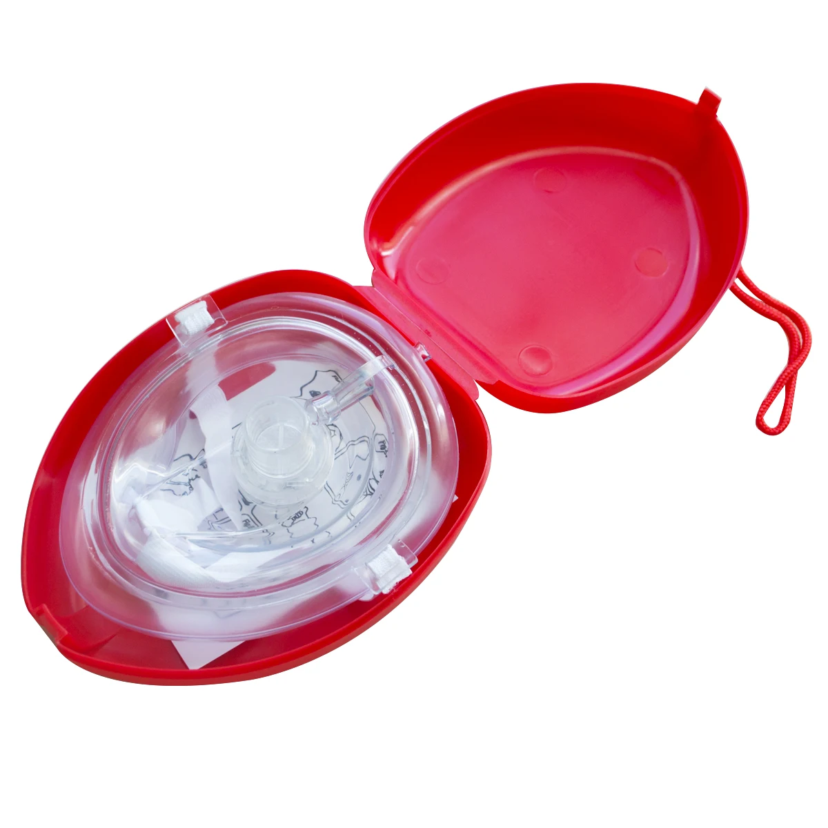 2pcs Big CPR Resuscitator Mask With Valve Filter First Aid AED Training Medical Staff Protection Face Shield Health Care Red Box