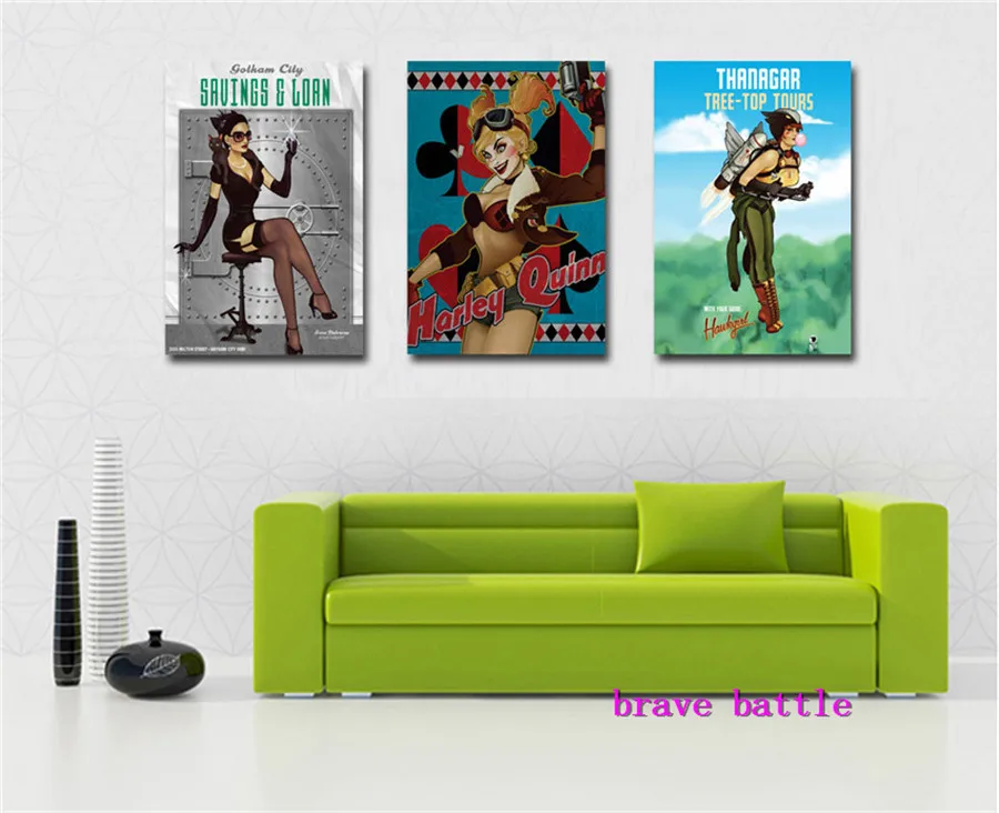  DC Comics Girl Harley Quinn Canvas Painting Living Room Home Decor Modern Mural Art Oil Painting