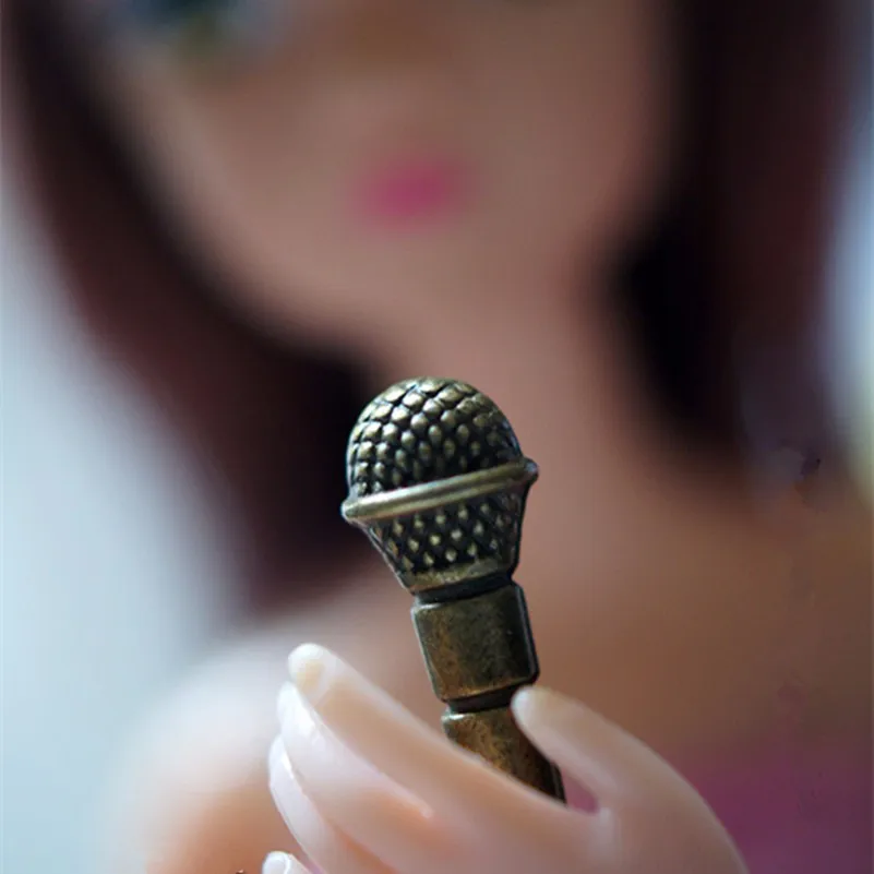 Tanduzi 10 шт. милый кукольный домик Миниатюрный микрофон сплав мини микрофон Кукла аксессуар Подвеска Шарм DIY аксессуар