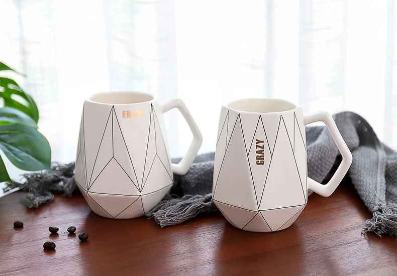 OUSSIRRO креативные многоугольные модные однотонные кружки, керамические Милые Чашки для пары, чашки для кофе, молока, рождественский подарок