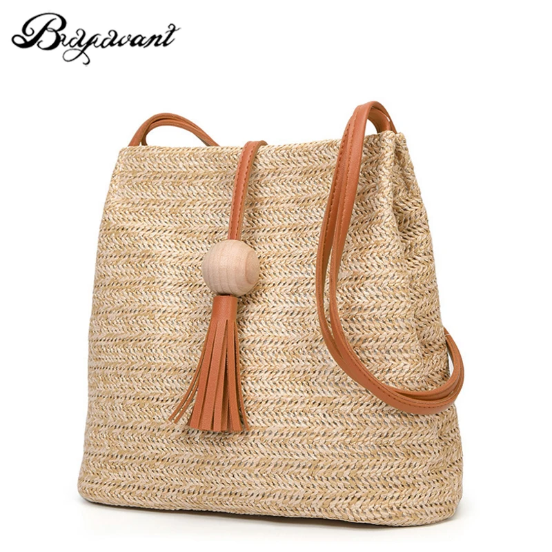 Buyuwant Straw bucket bag BW10 BK xjcbst single shoulder straw braided