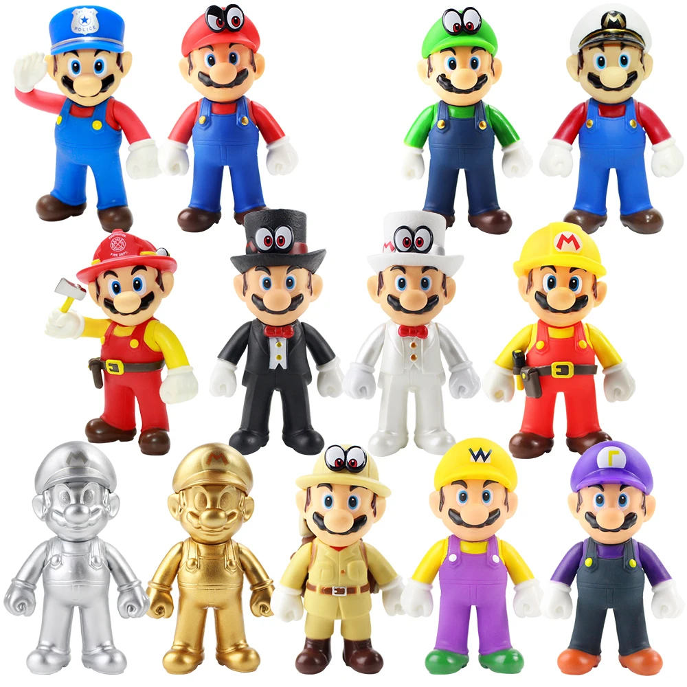 10 шт./партия, 13 см, Super Mario Bros Odyssey Cappy Mario Луиджи Йоши, Bowser, Wario toadettte Toad Waluigi, ПВХ, модель игрушки, 28 стилей