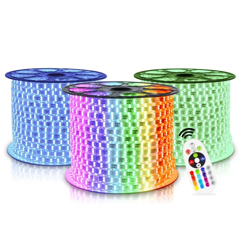 

AC220V RGB LED Strip Flexible Light 60leds/m Waterproof Led Tape LED Light With SMD 5050 Power Plug 50M