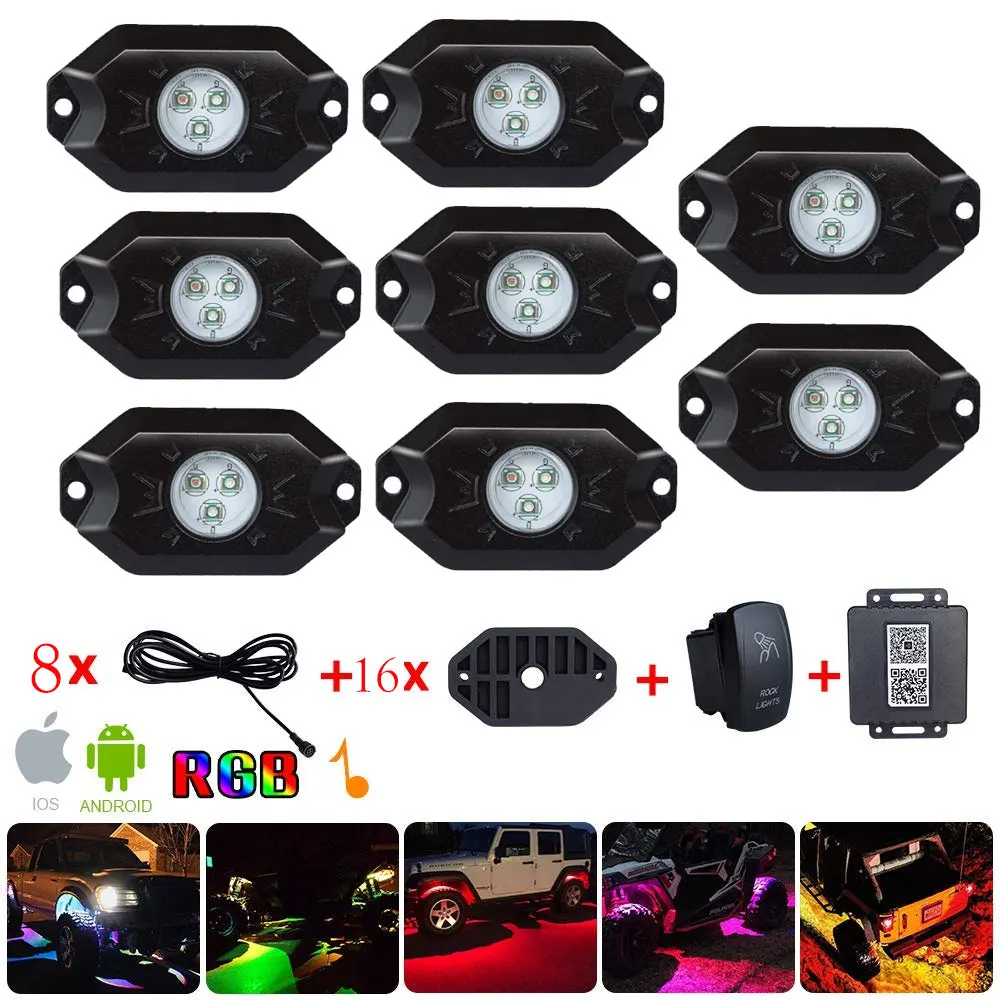 RGB светодио дный свет рок Наборы w/Bluetooth Управление и сроки музыкальный режим