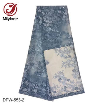 

Milylace French lace fabric 5 yards embroidery flower mesh lace fabric with shiners decoration for wedding party dresses DPW-553