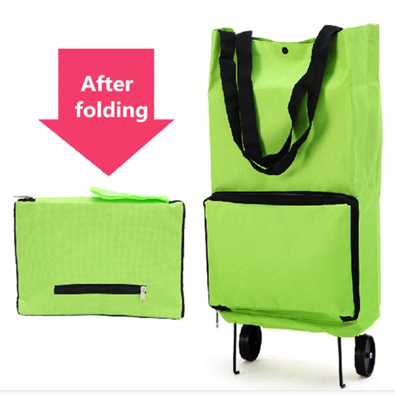 

2 in 1 foldable shopping bag with wheels Reusable eco bags portable shopping cart handbag