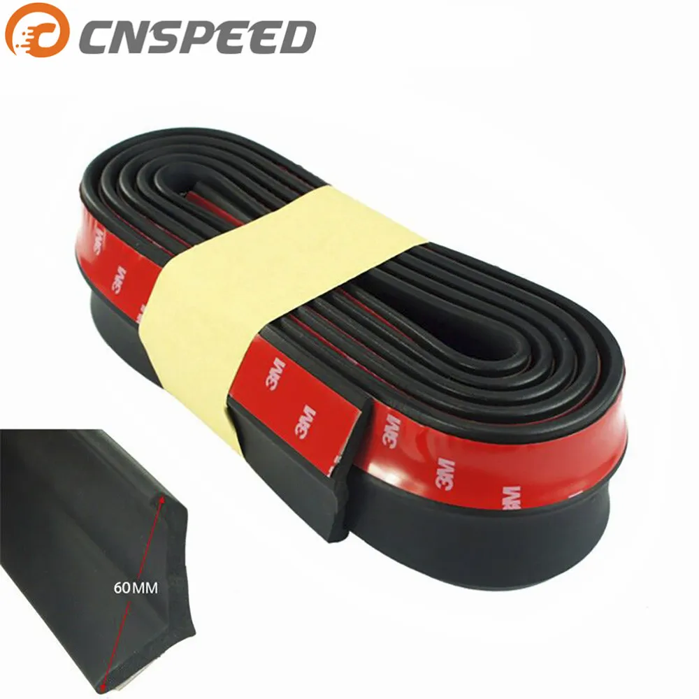 

CNSPEED New Rubber Soft Black bumper Strip Car 60mm Width 2.5m length Exterior Front Bumper Lip Kit / Car bumper YC100657-BK