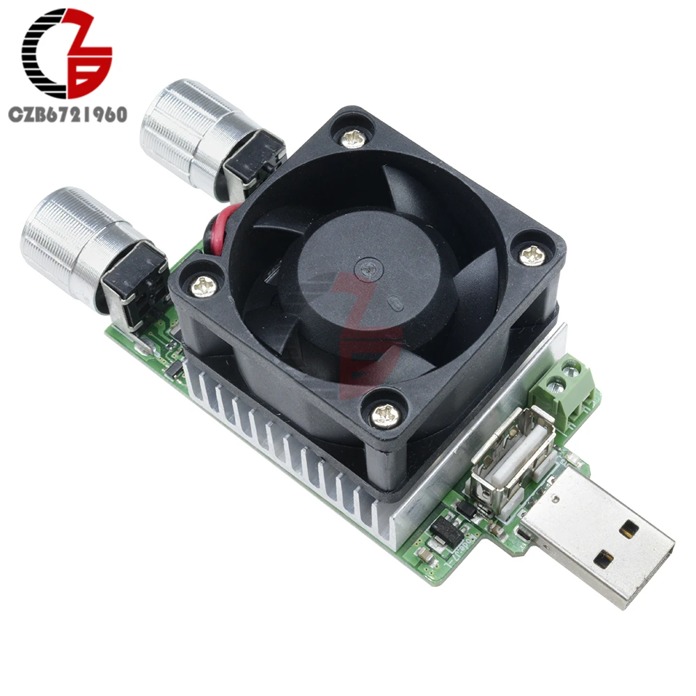 

12V 20W Adjustable Constant Current USB Battery Capacity Tester Monitor Detector DC Load Resistor with Fan