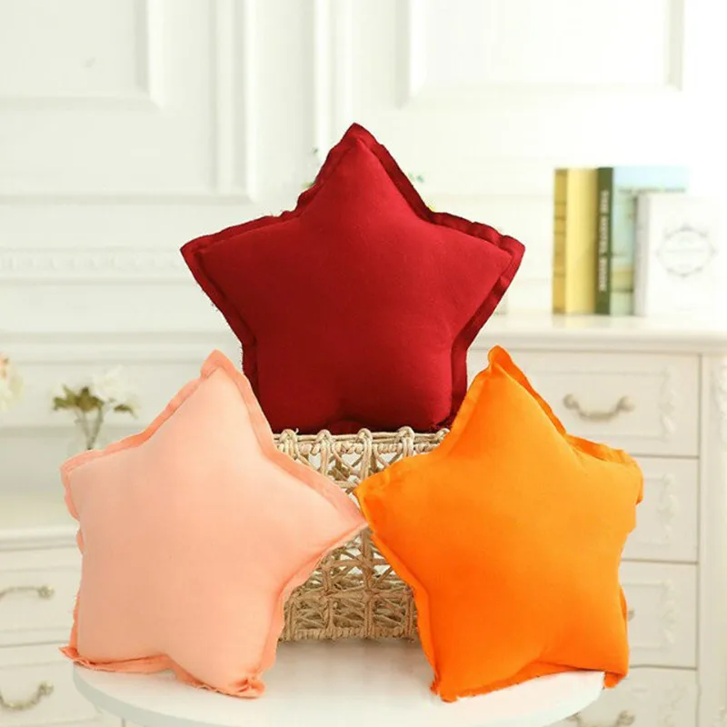 Heart Star Pillow Cotton Plush Stuffed Blue Red Decorative Five pointed