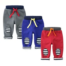 Спортивные штаны для маленьких мальчиков и девочек, хлопковые повседневные эластичные флисовые штаны для новорожденных детей 0-3 лет