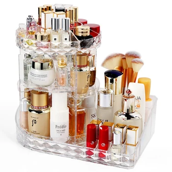 

New Arrival Rotatable Multi-layer Clear Makeup Lipstick Cosmetic Storage Display Box Acrylic Case Stand Rack C5012