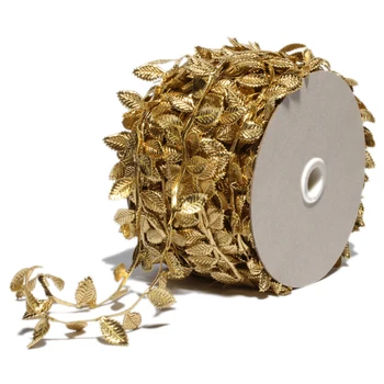 

Gold Lace Leaf Trim Newborn Silver Leaves Stretch Ribbons for Wedding Decoration Invitation Card Gift Wrapping Apparel Sewing