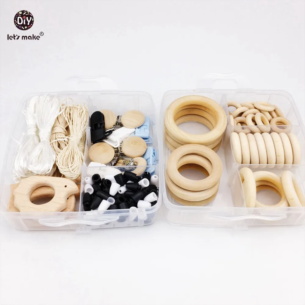 

Let's Make Baby Teether 1Set/2layer Baby Toys Beech Animals Maple Wooden Rings Beads DIY Jewelry Nursing Accessories Charms