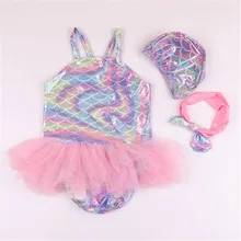 Милый детский купальник для девочек, Цельный купальник для девочек, детский купальный костюм принцессы русалки для девочек, детский пляжный купальник для малышей