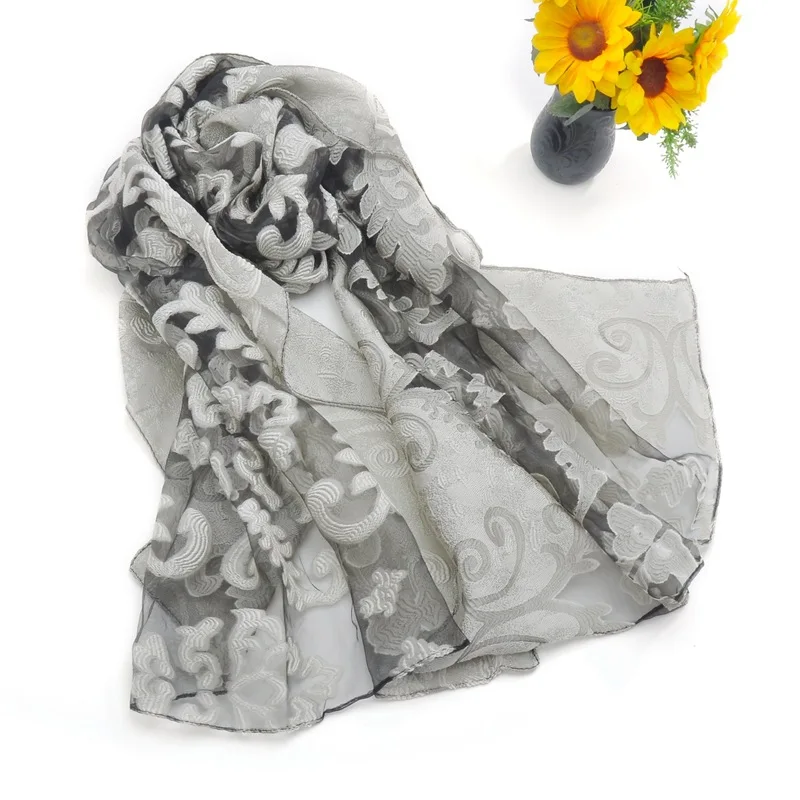 Новинка, Eugen, шелковые шарфы с цветочной вышивкой, женский шарф, летнее кружевное пончо, зимние шали для евро