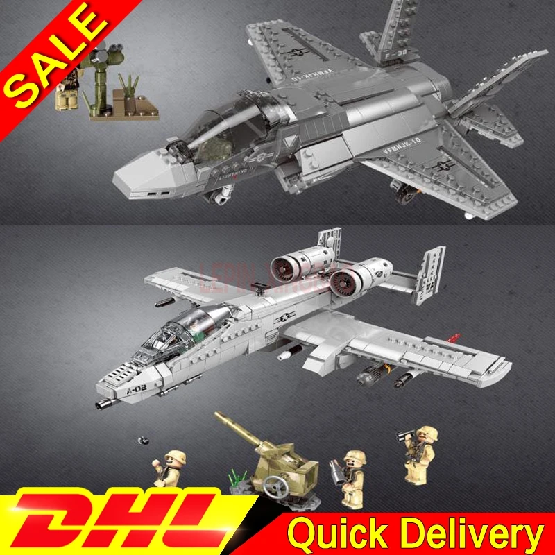 

XINGBAO 06022 + XINGBAO 06026 Military Kits A10 Fighter Set Building Blocks Bricks Plane Model leleings Toys As Christmas Gifts