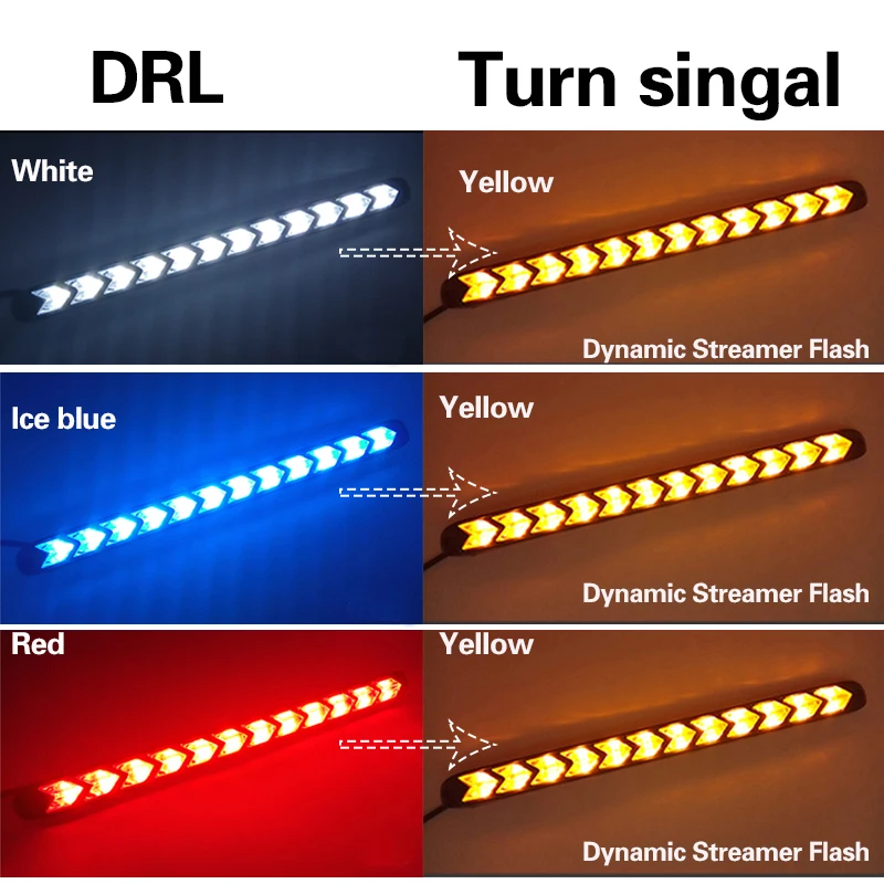 Xplus 2x автомобильный поворотник DRL Белый/янтарный горящий светодиодный светильник Knight Rider полоса головной светильник стрела мигалка гибкий водонепроницаемый