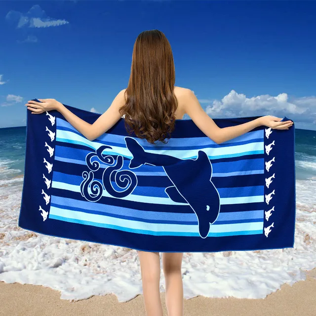 1255 Haute Qualité Active Impression Microfibre Tissu Dauphin Série Plage Solaire Serviettes Serviettes De Bain Aucun Dans Bath Towels De Maison