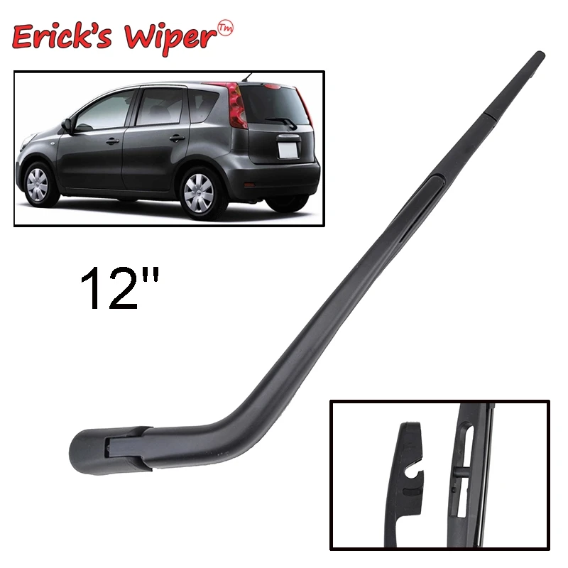 Limpador do erick 12 "lâmina de limpador traseiro & conjunto de braço para nissan note mk1 2004 - 2013 pára-brisas janela traseira