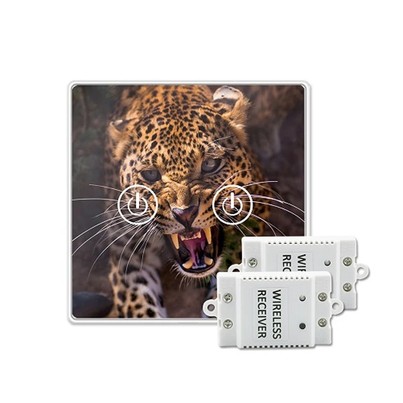 

Saful Waterproof Touch Switch 150M Remote Tempered Glass Panels Control 2 Gang 2 Way Lighting Wireless On/Off Led Switch