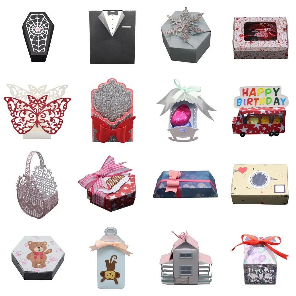 

25 Pcs Box Cutting Dies 3D Gift Candy Boxes Metal Stencil For DIY Scrapbooking Card Making Album Embossing Stamps And Dies 2019