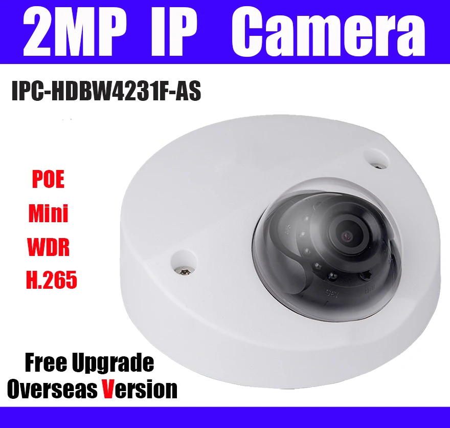 

2MP POE Starlight IR Mini Dome IP camera IPC-HDBW4231F-AS WDR night vision free upgrade OEM version ip camera