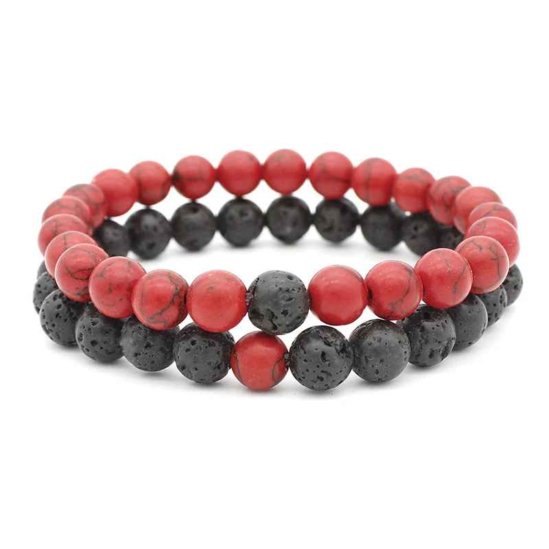 8mm Lava Natural Stone  Agate Tigereye Beads Bracelet Homme Mala Yoga Bracelet Couple Pulseira BFF_10