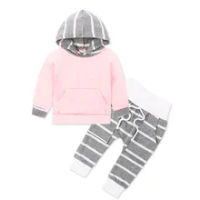 Комплект одежды для маленьких мальчиков из 2 предметов, толстовка в полоску+ штаны