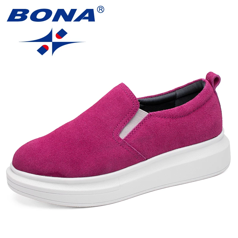 

BONA New Fashion Style Women Flats Lace Up Female Casual Shoes Increasing Height Women Loafers Shoes Comfortable Free Shipping
