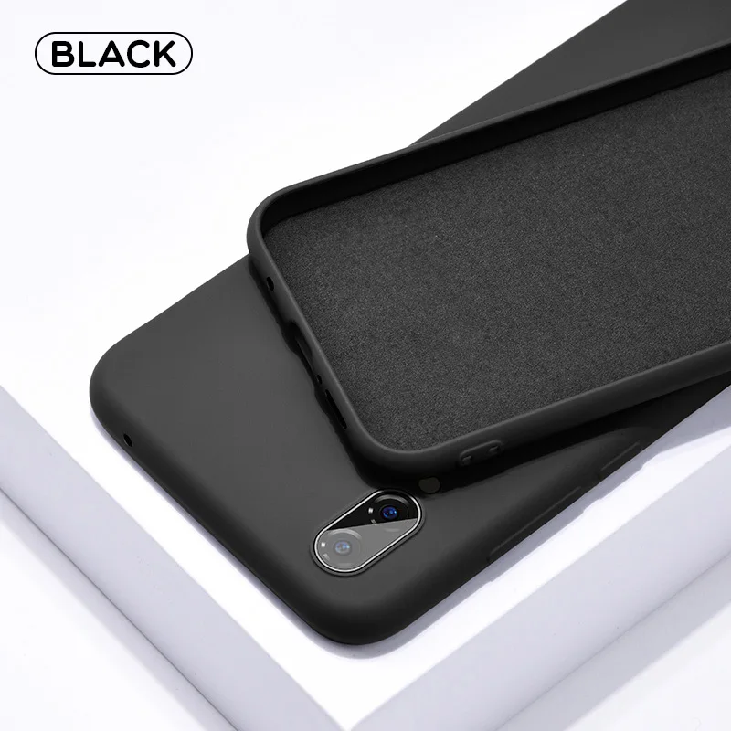 Яркий мягкий жидкий силиконовый чехол для Huawei P30 P20 Mate 20 lite Pro Nova 3 4 для Honor 8X 8A Y5 Y6 Y7 Pro P Smart Plus - Цвет: Black