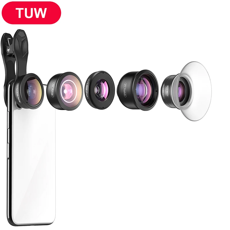 

APEXEL 5 in 1 Camera Phone Lens Kit HD 4K Wide Angle Telescope super Fisheye Marco Phone Lenses for iphone Samsung Xiaomi Huawei