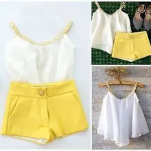 Новинка года стильная детская шифоновая блузка топ для маленьких девочек популярные штаны шорты комплекты летней одежды