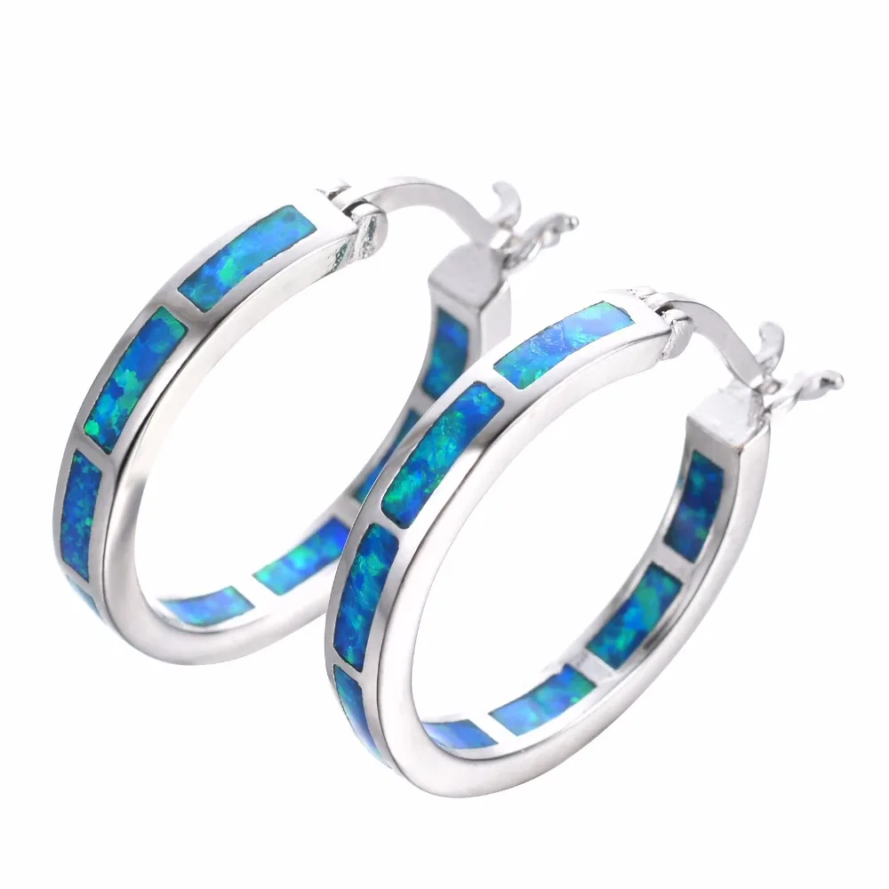 

Beautiful Sterling Silver 925 Filled Round Circle Exquisite Earrings Colorful Fire Opal Hoop Earrings Women Jewelry Gifts