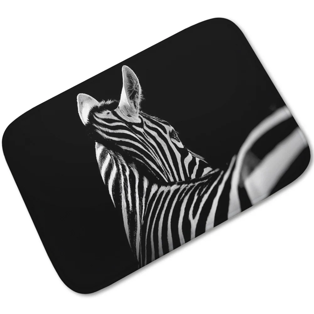 

Zebra Animal Doormat Flannel Printing and Dyeing Rug Home Entrance Door Mat Decoration Non-slip Absorbent Bathroom Mat