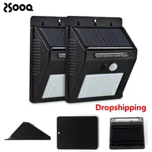 20LEDs Solar Light Outdoor Waterproof Motion Sensor Garden Light Fence Yard Garage Stair Wall Lamp For Decoration Dropshipping