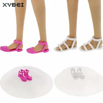 

2 Pcs/Lot High Quality Flat Shoes Casual Daily Wear Mixed Style Cute Sandal Clothes Dress Accessories For Barbie Doll Toy