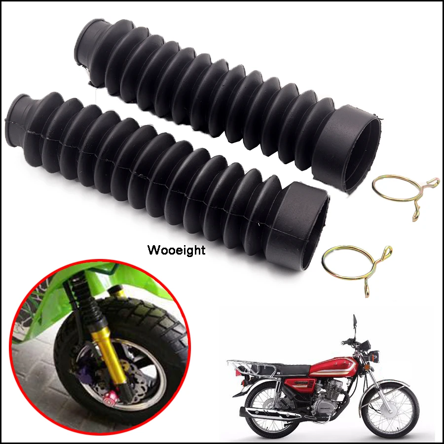 Wooeight 2Pcs Motorcycle Rubber Front Fork Dirt Dust Cover Gaiter Gator Boot Cap Shock Protector Dust Guard Absorber 19cm (1)