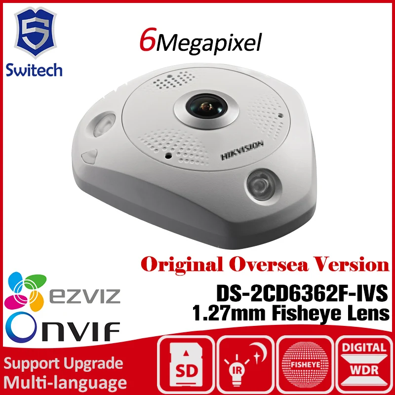 DS-2CD6362F-IVS 6MP 360 Degree panoramic view IP66 fisheye ip camera CCTV security Camera Hikvision