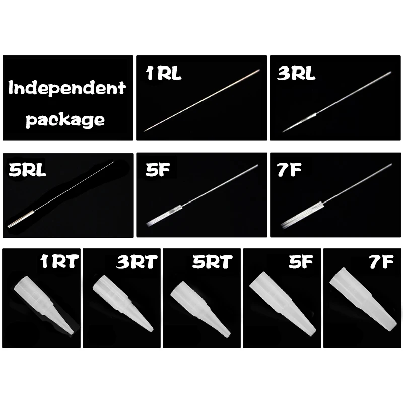 150 шт./упак. 1RL/3RL/5RL/5F/7F стерилизованное одноразовое перманентное Макияж иглы татуировки и колпачки для бровей Тату макияж