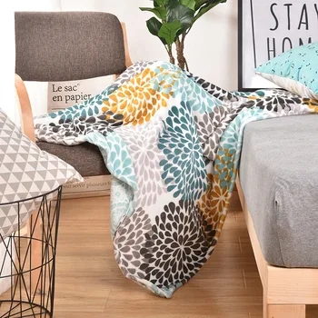 

Perfectly rectangle printing Student Nap single double Fale velvet Sofa Napping leisure air conditioning blanket
