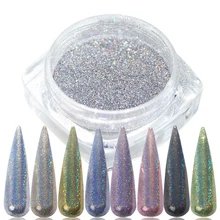 1 коробка голографическая Радуга Зеркало хромированный ноготь холо-порошок мерцающий Хамелеон блестящий порошок серебряный черный маникюр Гель пыль LE1028