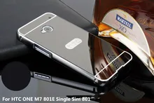 Espelho do chapeamento de Metal de Alumínio Bumper PC + Acrílico 2 em 1 Caso Para HTC One M7 801E Único Sim 801 4.7 polegada Capa Fundas Capa para