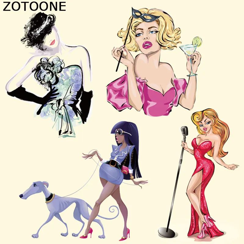 

ZOTOONE Sexy lady Patch Iron On Patches A-level Washable Patches For Clothing Jeans Heat Transfer Easy By Household Irons C
