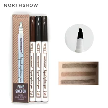 Горячая 4 голова вилка жидкая подводка для бровей Карандаши для татуировки длительный серый кофе коричневый цвет хна тени для бровей подводка для глаз