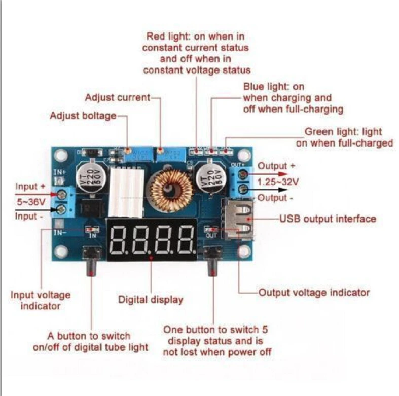 LM2596 DC-DC понижающий преобразователь 5-36V to 1,25-32 V 3,3 v 12v 24v 5A Buck Voltag