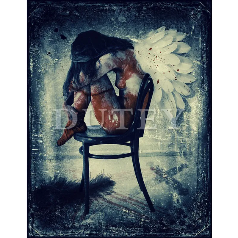 

5D DIY Diamond Embroidery Diamond Painting Full Square/Round Drill Sad angel 3D Rhinestone Home Decor HYY